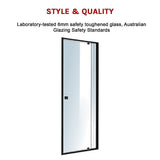 Adjustable Semi Frameless Shower Screen x 195cm Australian Safety Glass V63-824451