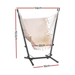 Gardeon Hammock Chair Outdoor Camping Hanging with Stand Cream HM-CHAIR-TASSEL-CREAM-H