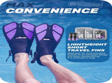 Purple Adjustable Open Heel Snorkel Fins, Travel-Size Short Swim Flippers for Snorkeling, Diving & V1107-ADJUSTABLE OPEN HEEL SNORKEL FINS3-S
