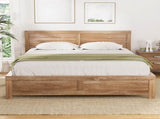 Artiss Bed Frame Double Size Wooden Acacia Wood OATMEAL WBED-F-OATMEAL-D-NA-ABC