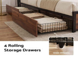 Artiss Queen Bed Frame with Charging Station 4 Drawers Storage Oak MBED-D-EVA-Q-WD-AB
