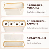 CARLA HOME 2 pack Toilet Paper Storage Basket Holds Up to 12 Rolls with Bamboo Lid and Handle for RV V178-36239