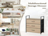 CARLA HOME 3 Drawer Tallboy Large Storage Cabinet - Brown - Rustic - Steel - Chest Drawers Tallboy V178-36453