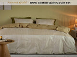 Bedding House Sanna Gold 100% Cotton Percale Quilt Cover Set King V442-HIN-QUILTCS-SANNA-GOLD-KI