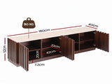 Artiss 180cm TV Unit Entertainment Cabinet Fluted Style Anti-tip Kit Walnut FUR-S-TV180-WD-AB