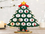 24 Days Advent Calendar Set Wooden Tabletop Christmas Tree with Christmas Tree Decorative Ornaments V1263-JX-1358