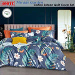 400TC Cotton Sateen Quilt Cover Set Mirade Garden Queen V442-ATX-QUILTCS-MIRADEGARDEN-NAVY-QS