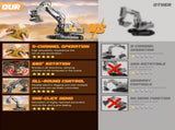 Mini Excavator Toy with Remote & App Control, High-Tech 11-Channel Alloy & Plastic Engineering V1105-YAWJ-05
