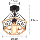 Vintage Industrial Metal Cage Ceiling Lamp with Hemp Rope, 25 cm V1188-MS-527-046