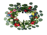 4th of July Eucalyptus Wreath for Front Door, 18 inch USA 250th Anniversary Patriotic Outdoor V1366-AZ2-W-14183