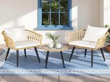 Gardeon 3PC Outdoor Bistro Set Patio Furniture Lounge Setting Table and Chairs Natural ODF-RATTAN-3STL-NTL