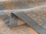 Grey and Green Cotton Three-Layer Gauze Bed Cover Set - Reversible Vintage Printed Blanket with Two V888-ELOSUNG36769