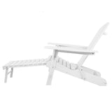 Gardeon 3PC Adirondack Outdoor Table and Chairs Wooden Sun Lounge Beach Patio White FF-BEACH-CHOT-3WH