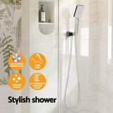 Handheld Shower Head Holder 3.1'' High Pressure Silver SHOWER-A6-SQ-SI