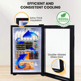Kolner 130L Mini Bar Fridge Wine Drinks Glass Door Beverage Cooler Refrigerator FDG-YGE-BC-130L