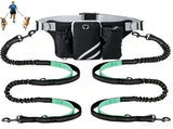 Hands Free Dog Leash Running Belt with Adjustable Bungee Lead, Multi Pocket Outdoor V888-ELOSUNG57068-2