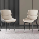 Dark Grey Italian Minimal List Dining Chairs PU Retro Chair Cafe Kitchen Modern Metal Legs x2 V255-I-DICHAIR-DR-GREY