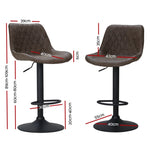 Artiss 2x Bar Stools Gas Lift Vintage Leather Brown BA-K-9976-BRX2