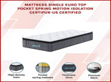 Single Euro Top Pocket Spring Mattress Motion Isolation Comfort with CertiPUR-US Certified Foam V63-930261