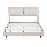 Artiss Double Bed Frame RGB LED Floating Beds Adjustable Headboard Beige White BFRAME-F-DAYLIGHT-D-WH-AB