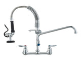 Commercial Faucet with Pre-Rinse Sprayer, 21" Height, 8" Center, 12" Swing Spout, Wall Mount Kitchen V952-BGSYCXSLTBGS9X3ACV0