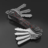 KeySmart Orginal - Compact Key Holder and Keychain Organiser - Red Forged Carbon V398-KS019-RFC