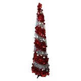 Retractable Xmas Tree Small Foldable PVC Holiday Decoration Supplies Red White 150x33cm V1294-YM0901-3115240111811