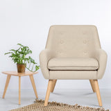 Artiss Armchair Linen Fabric Anne Beige UPHO-B-ARM04-BG