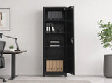 Single-Door Metal Tall Cabinet Shelf Storage for Home Office Gym V63-844461