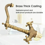 360 Degree Rotation Rotatable Faucet Double Brass Basin Faucet Brushed Kitchen Sink Soft Close V1189-LC-LY-00005