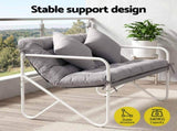 Gardeon Garden Bench 2 Seater Outdoor Bench Metal with Cushion 118cm Grey GB-TEX-CUSHION-WH