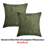 Bianca Pair of Navarro Olive European Pillowcases 65 x 65cm V442-BCA-PILLOWC-NAVARRO-OLIVE-EU