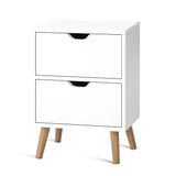 Artiss Bedside Table 2 Drawers - BODEN White FURNI-E-SCAN-BS01-WH