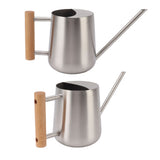 Watering Can 900ml Stainless Steel Long Spout Wooden Handle Elegant Flower Watering Pot for Garden V1294-YM0706-3111230174013