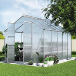 Green Fingers Greenhouse 3x2.5x2.26M Double Doors Aluminium Green House Garden Shed GH-ALU-C-308X250-DOU-AB