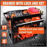 3-Tier Drawer Tool Storage Trolley Workshop Cart Steel Chest w/t Pegboard Hooks V465-95238