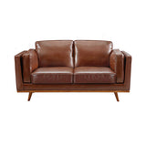 32Seater Sofa Brown Leather Lounge Set for Living Room Couch with Wooden Frame V43-SET-YOK-3+2-BR