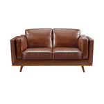 3+2Seater Sofa Brown Leather Lounge Set for Living Room Couch with Wooden Frame V43-SET-YOK-3+2-BR