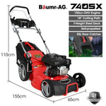 BAUMR-AG 18" 150cc Self Propelled Lawn Mower, 7 Height, Steel Deck, Cup Holders, 4-Stroke Petrol V219-MOWSPRBM18SA