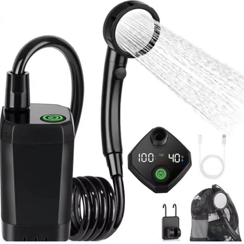 Social Hike Portable Camping Shower Kit - 6000MAh Outdoor Rechargeable Pump LED V238-SUPDZ-41370003538000
