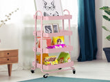 Levede 4 Tiers Kitchen Trolley Cart Pink HO0576-4-PK