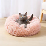 Cat Bed Fluffy Cat Bed Round Cat Bed Cat Furniture Cat Comfort Cat Sleeping Bed - Light Gray / 24in V1107-135-74595-LTG-24IN