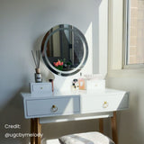 Dressing Vanity Table Stool Set with Make-up LED Lighted Mirror-White V264-TAB-708C-WHE-NA-1