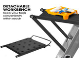Bullet 2.9m Folding Aluminium Multipurpose Ladder, w/ Workshelf Platform, Spring Assisted Rapid V219-TOLLDABU29AA