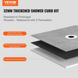 Shower Curb Kit, 1219x1828mm Shower Pan Kit with 160mm Central Drain, Lightweight EPS Shower V952-LYAZDB4872YCFXDWCV0
