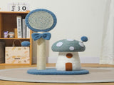 Blue Durable Mushroom Cat Scratching Post - Anti-Slip, No Debris Cat Scratch Pad with Sofa V888-ELOSUNG13477
