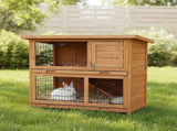 Large Rabbit Hutch with Base 2 Storey Guinea Pig Cage Chicken Coop Timber Pet House V63-840521