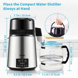 VEVOR 4L Water Distiller Distilled Water Maker 1 L/H w/ Timing Dual-Temp Silver V952-DSDW1LH4L220VO4CHV3