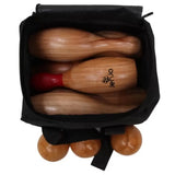 Natural Wooden Skittles Game Set with Carry Bag - 9 Hardwood Skittles and 3 Wooden Balls V178-68946