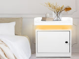 Levede Bedside Table USB Charger Outlet RGB White NI1049-WH